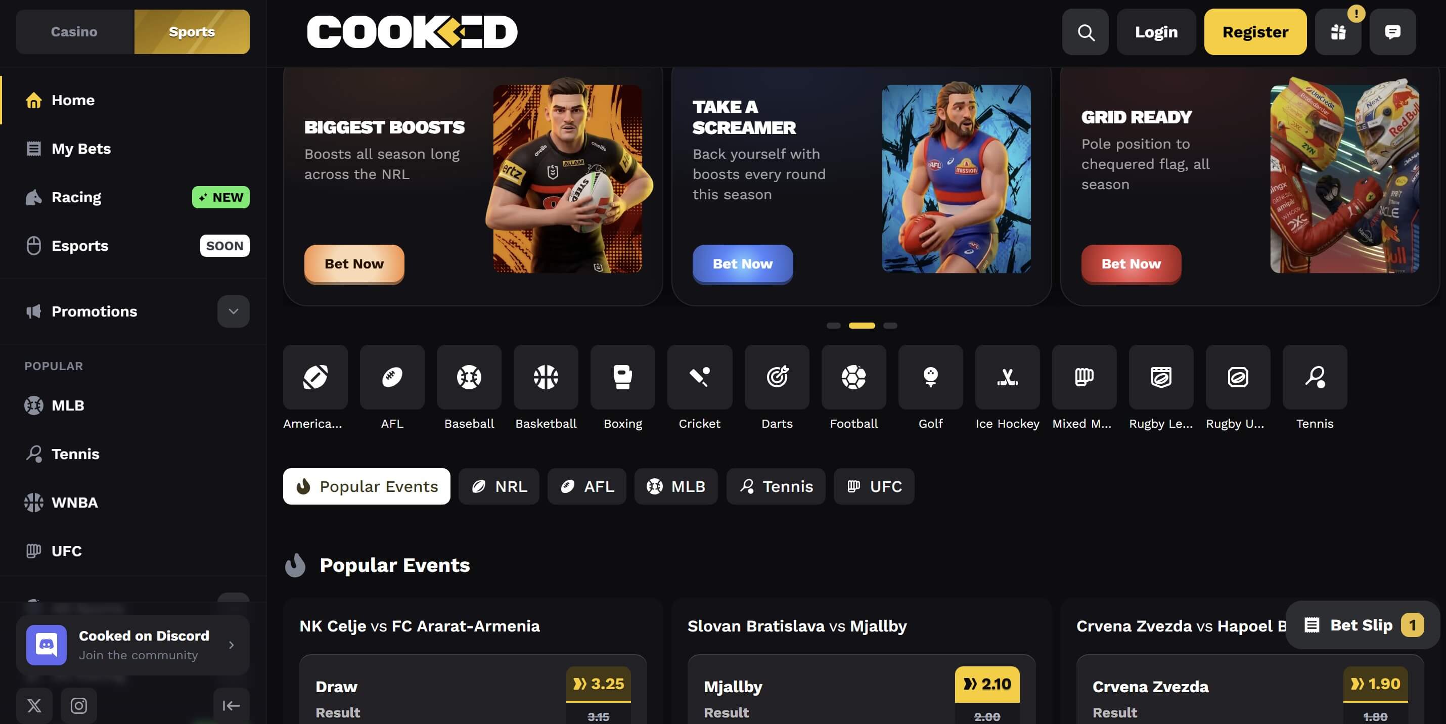 cooked.com sports betting lobby