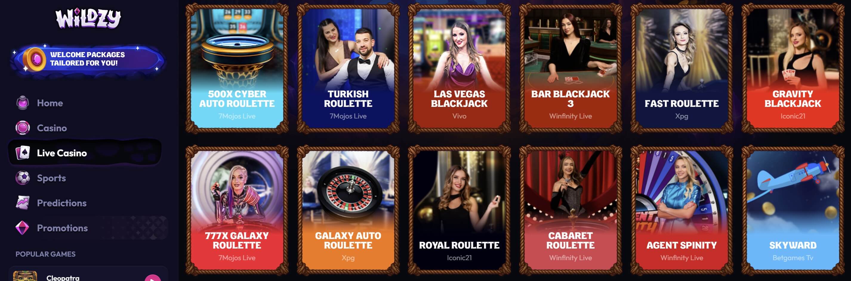 wildzy live casino games