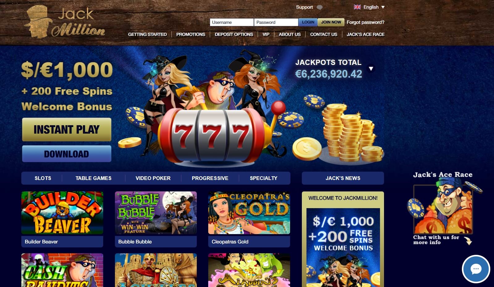 jackmillion casino pokies and casino games screen shot