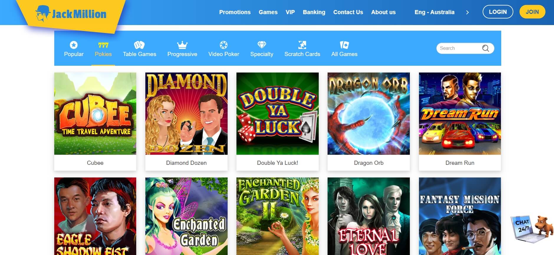 jackmillion casino pokies and casino games screen shot