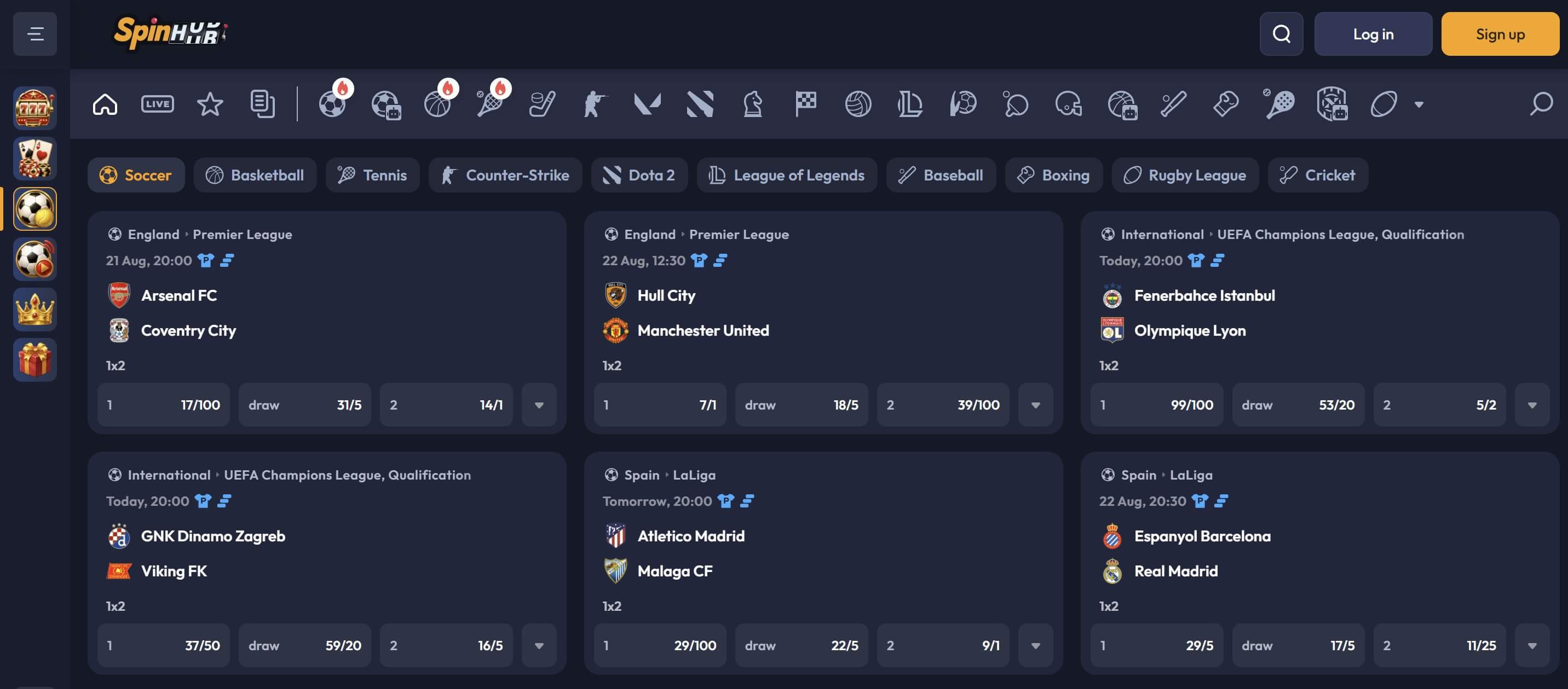 spinhub casino sportsbetting lobby