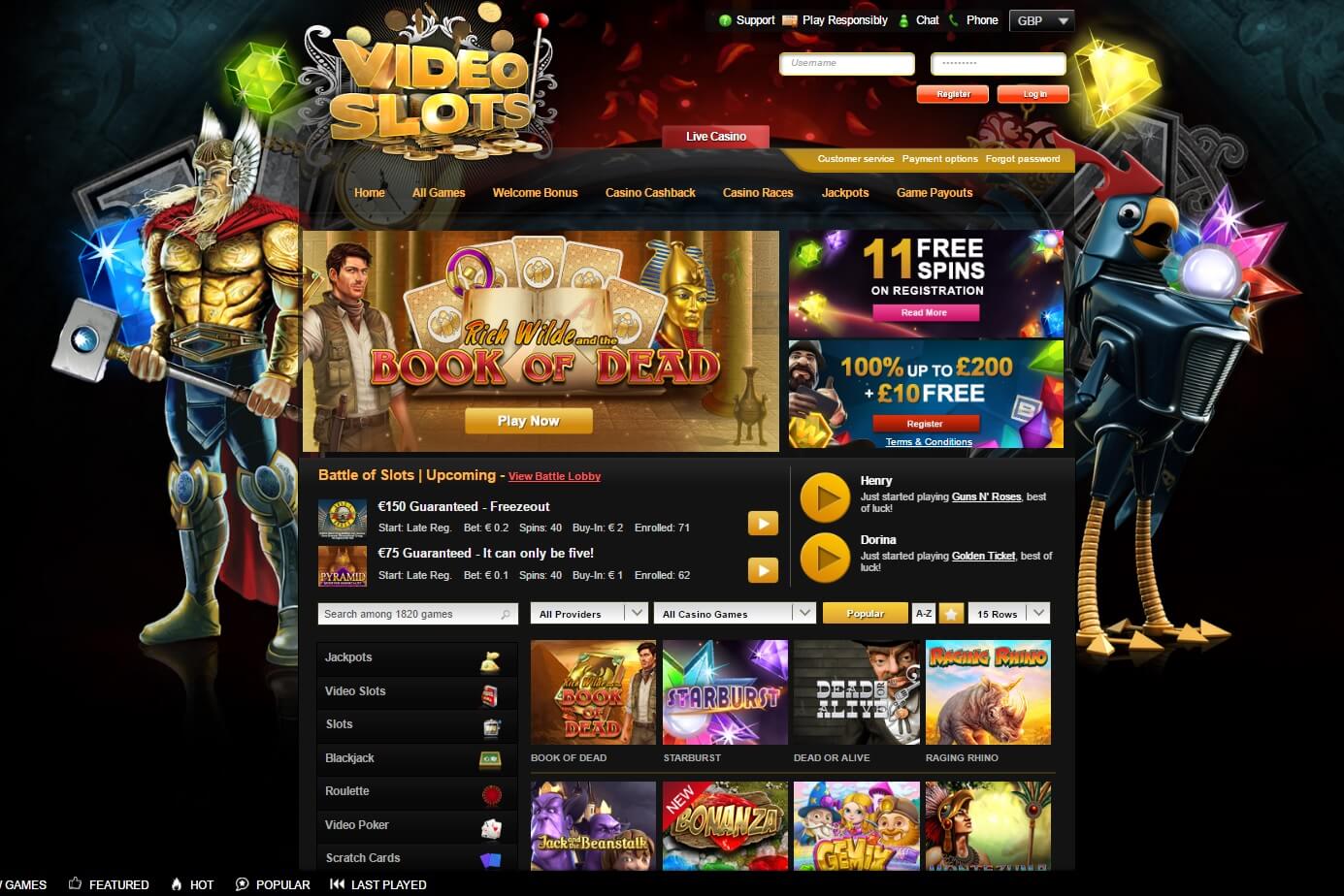 Video free slots